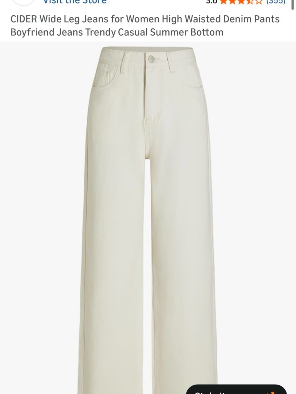 Cider Wide Leg High-Rise Jeans for Women - Cream